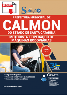 [PRÉ VENDA] (Apostila Digital) (PDF) Prefeitura de Calmon - SC 2021 - Motorista e Operador de Máquinas Rodoviárias [+Conteúdo Extra]